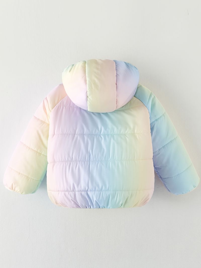 Drenge Rainbow Gradient Zip Up Hættefrakke Varmt Børnetøj Til Vinter