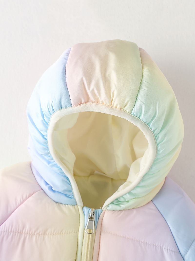 Drenge Rainbow Gradient Zip Up Hættefrakke Varmt Børnetøj Til Vinter