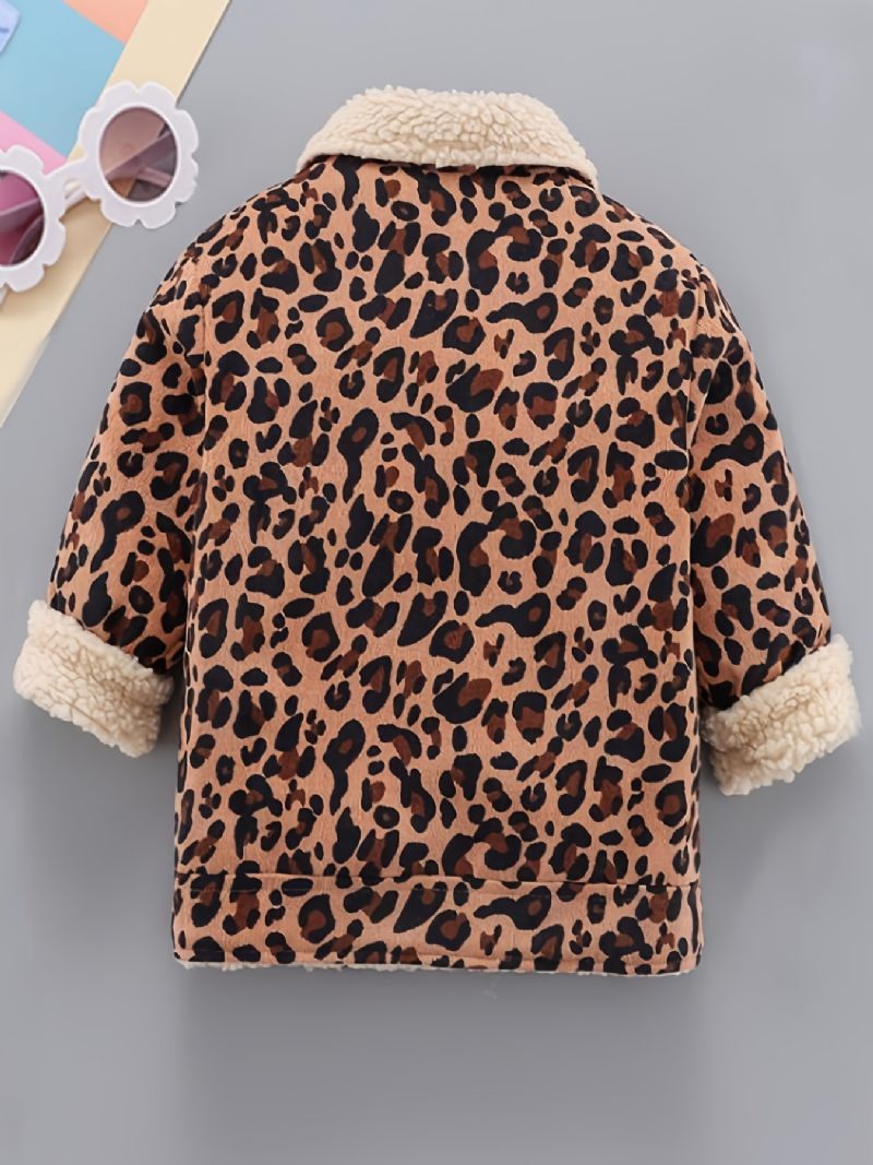 Drengejakke Til Børn Leopardknap Fleece Fortykket Varm Frakke Vintertøj Til