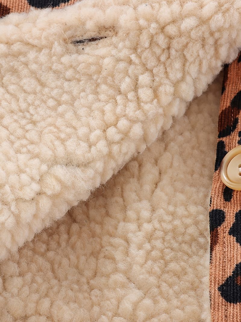 Drengejakke Til Børn Leopardknap Fleece Fortykket Varm Frakke Vintertøj Til