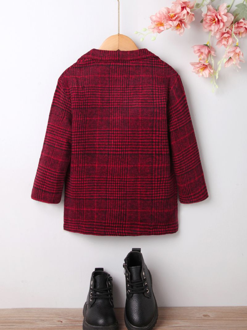 Efterår Vinter Ny Piger Moderigtig Casual Plaid Frakke