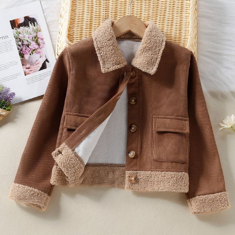 Ensfarvede Jakker Piger Fleece Frakker