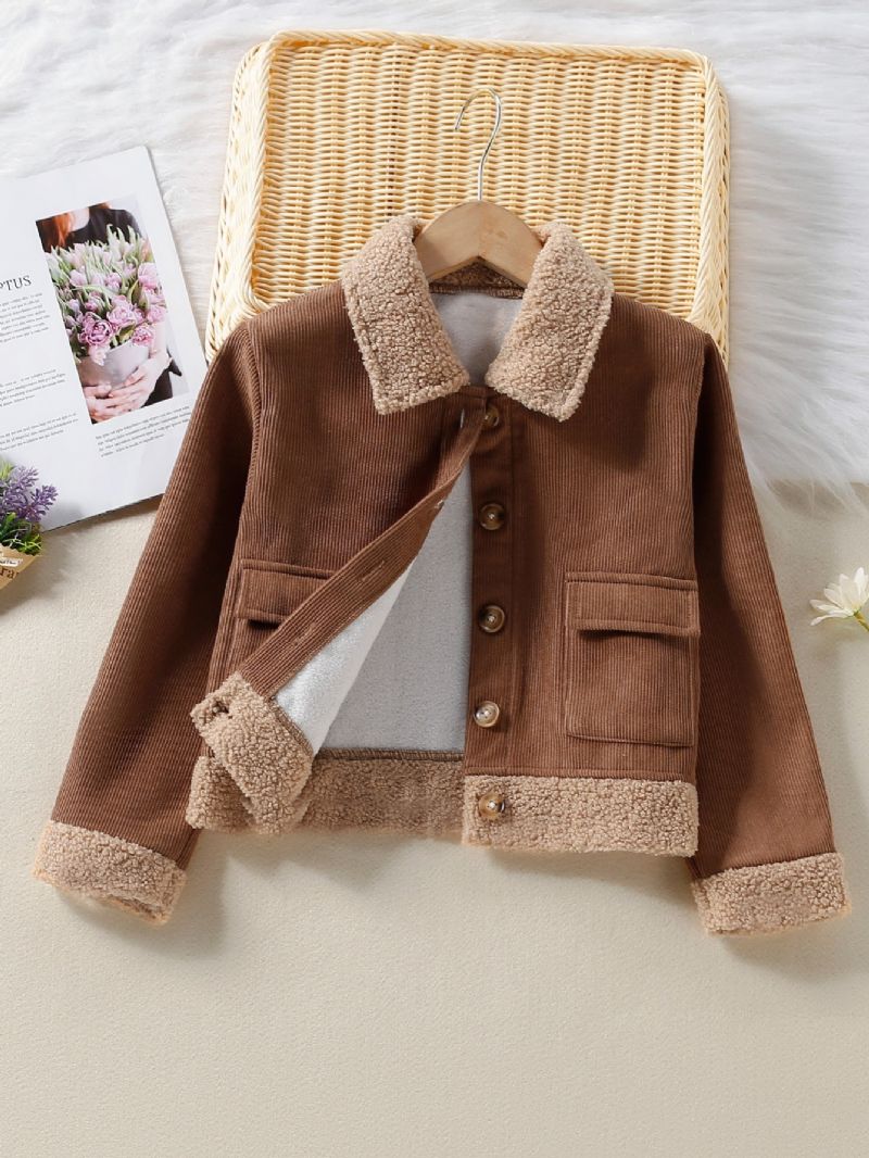 Ensfarvede Jakker Piger Fleece Frakker