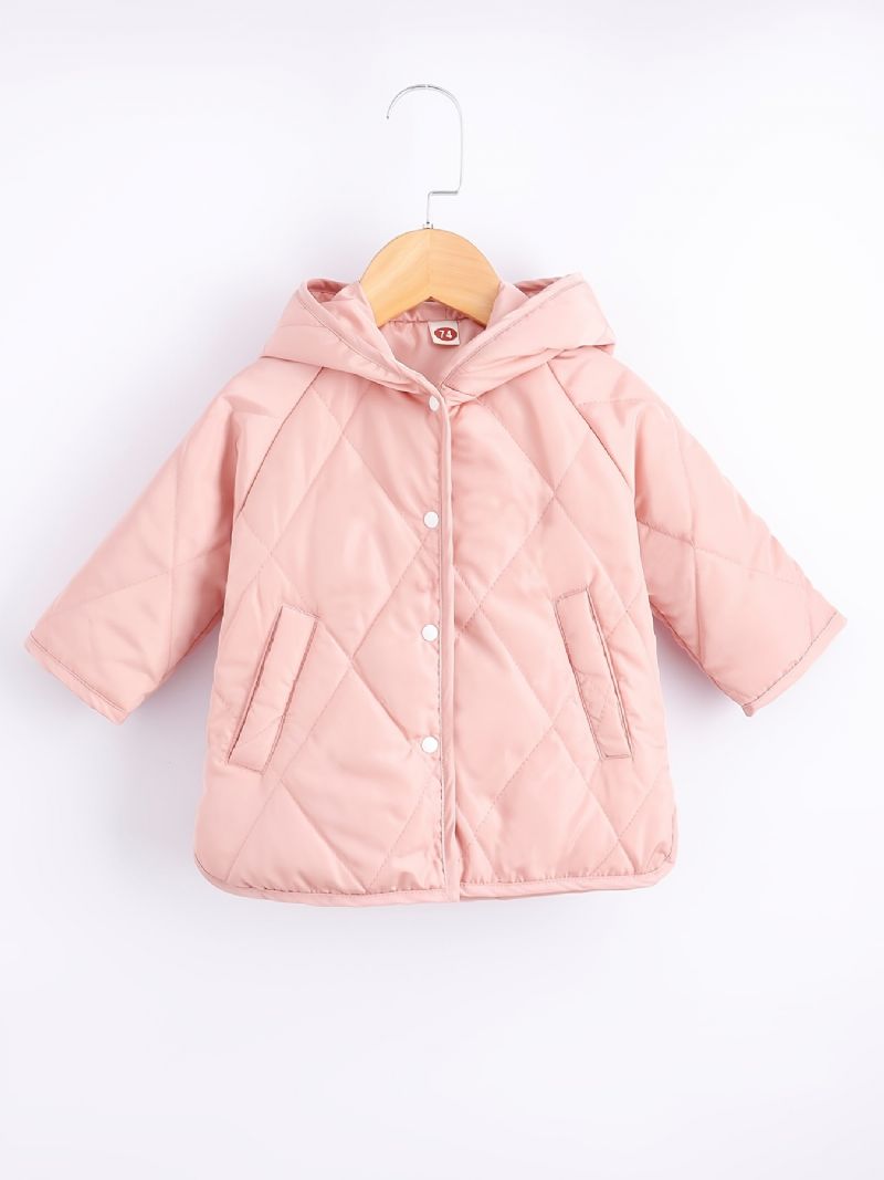 Piger Casual Pink Langærmet Button Down Varm Frakke Jakke Tøj