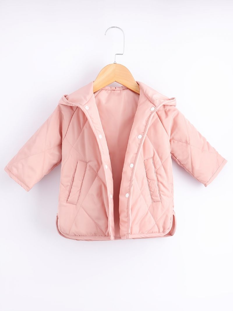 Piger Casual Pink Langærmet Button Down Varm Frakke Jakke Tøj