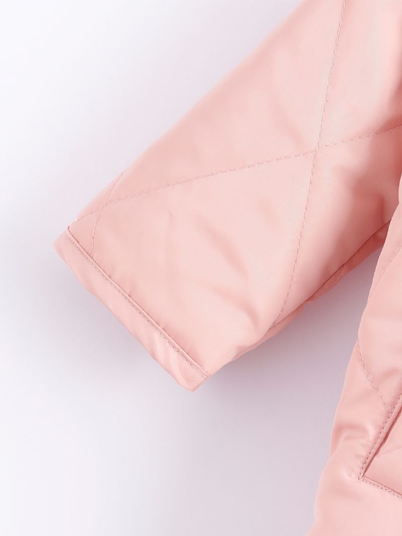 Piger Casual Pink Langærmet Button Down Varm Frakke Jakke Tøj