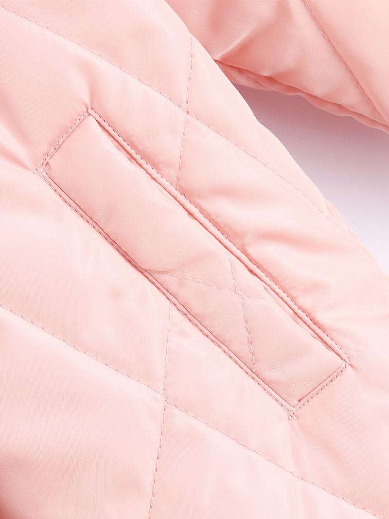 Piger Casual Pink Langærmet Button Down Varm Frakke Jakke Tøj