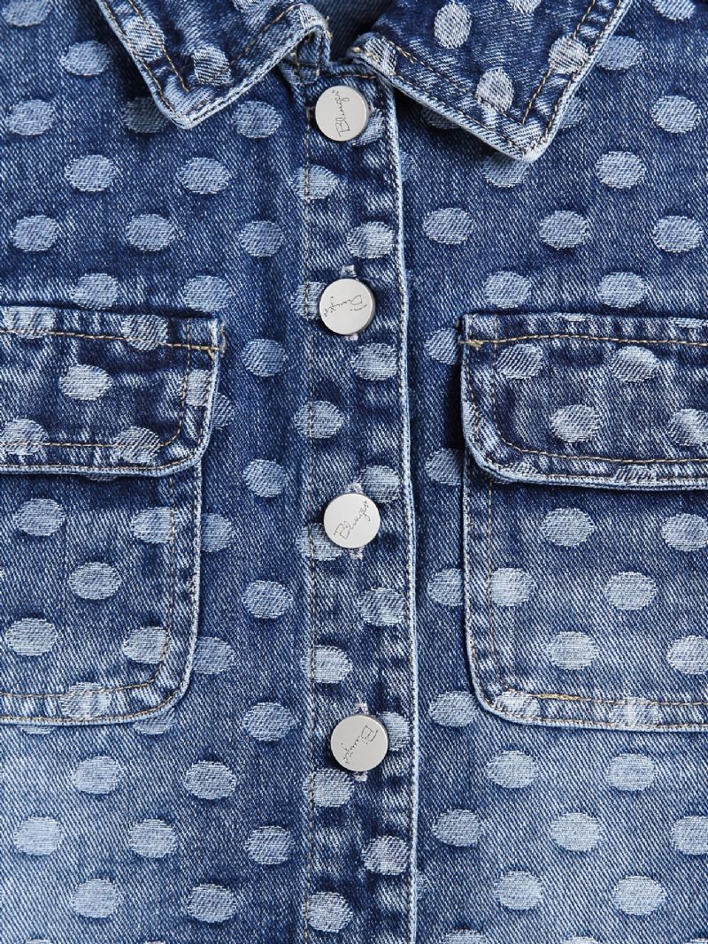 Piger Denimjakke Lapel Button Ripped Print Frakke Børnetøj