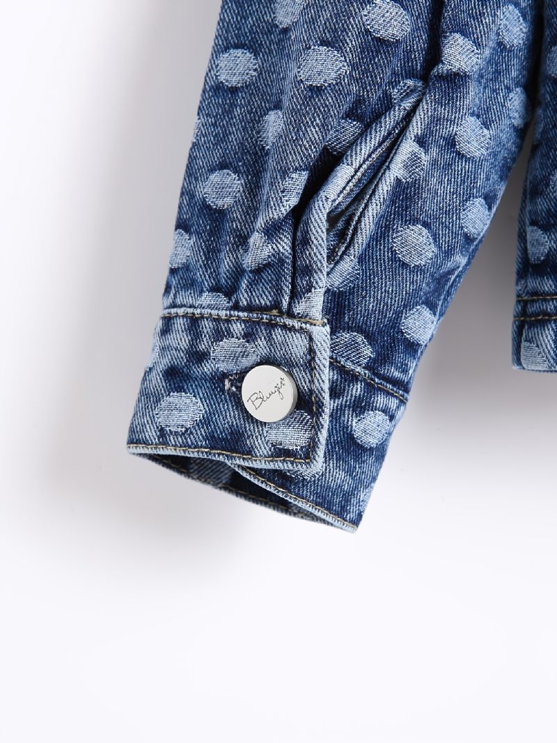 Piger Denimjakke Lapel Button Ripped Print Frakke Børnetøj