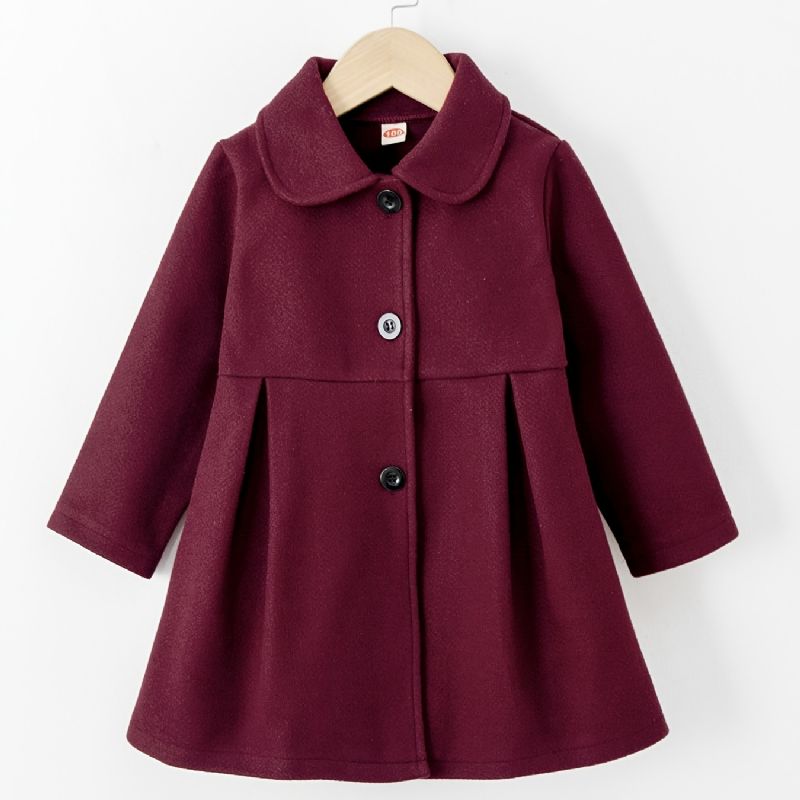 Piger Elegant Casual Lapel Fleece Ulden Frakke Til Julefest Mørkerød