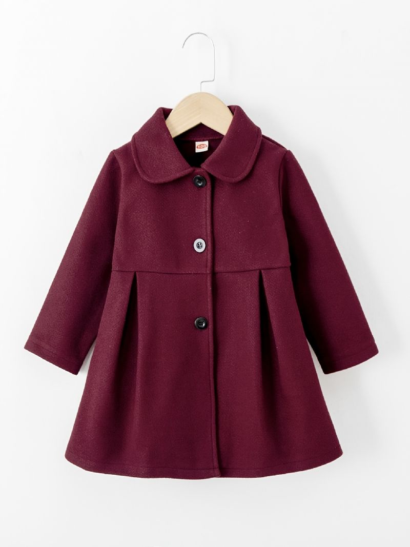 Piger Elegant Casual Lapel Fleece Ulden Frakke Til Julefest Mørkerød