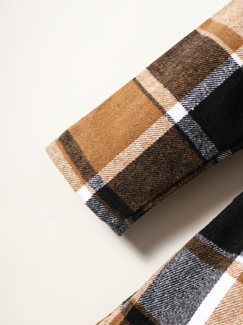 Piger Moden Fortykket Plaid Frakke Med Sløjfesnøring Termisk Vindtæt Outwear Til Vinter