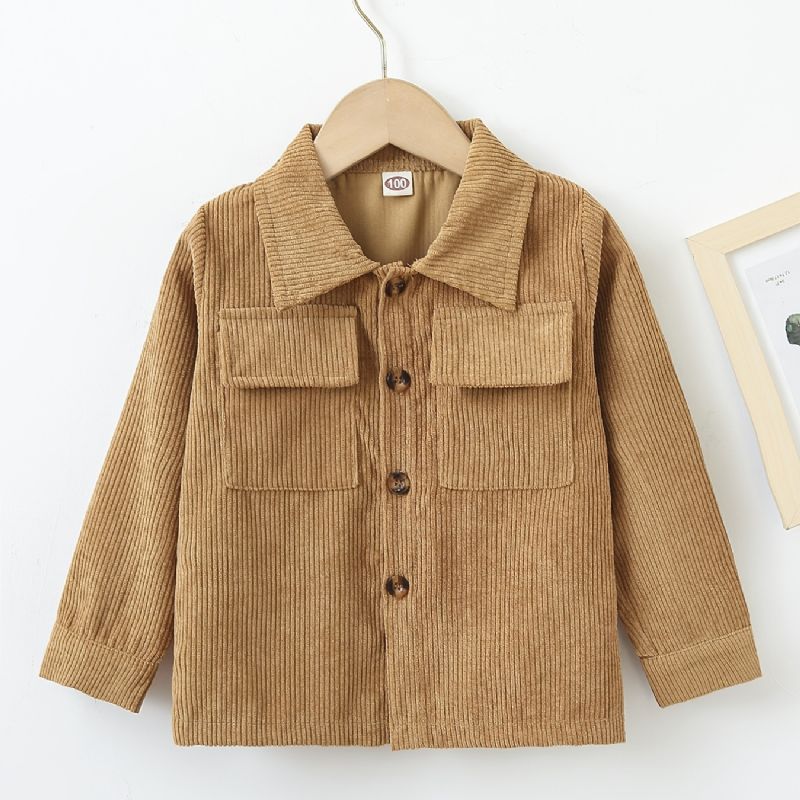 Toddler Drenge Langærmet Button Down Corduroy Jakke Børnetøj