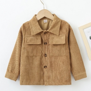 Toddler Drenge Langærmet Button Down Corduroy Jakke Børnetøj