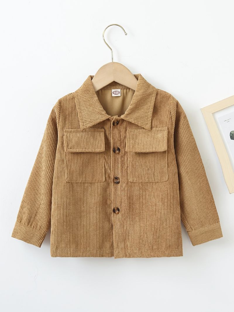 Toddler Drenge Langærmet Button Down Corduroy Jakke Børnetøj