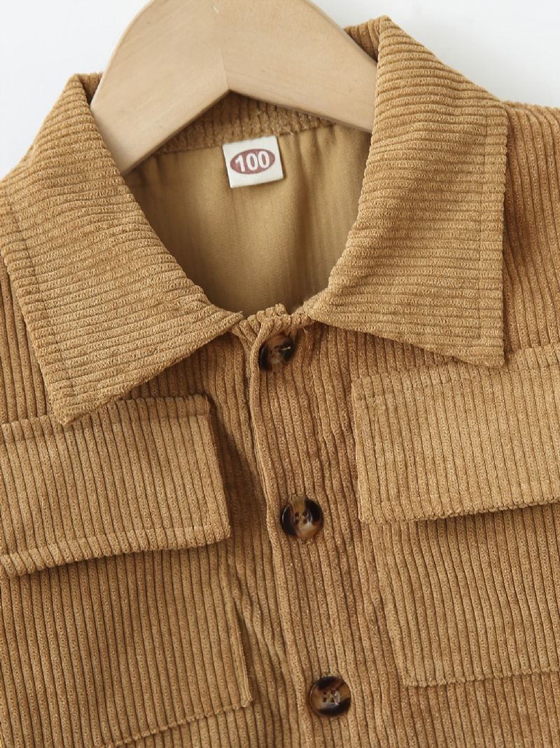 Toddler Drenge Langærmet Button Down Corduroy Jakke Børnetøj