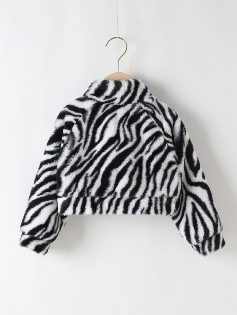 Zebra Print Fleece Modefrakke Til Piger