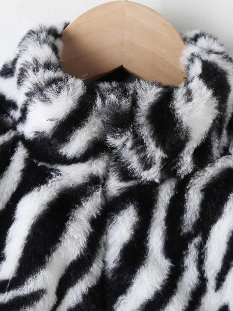 Zebra Print Fleece Modefrakke Til Piger