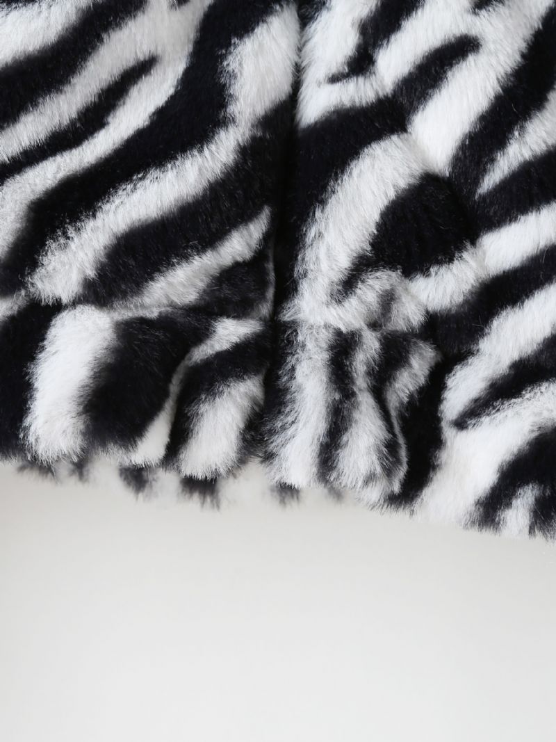 Zebra Print Fleece Modefrakke Til Piger