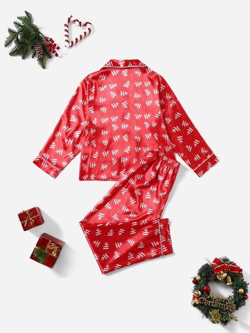 2 Stk Pige Jul Rød Casual Pyjamas Sæt