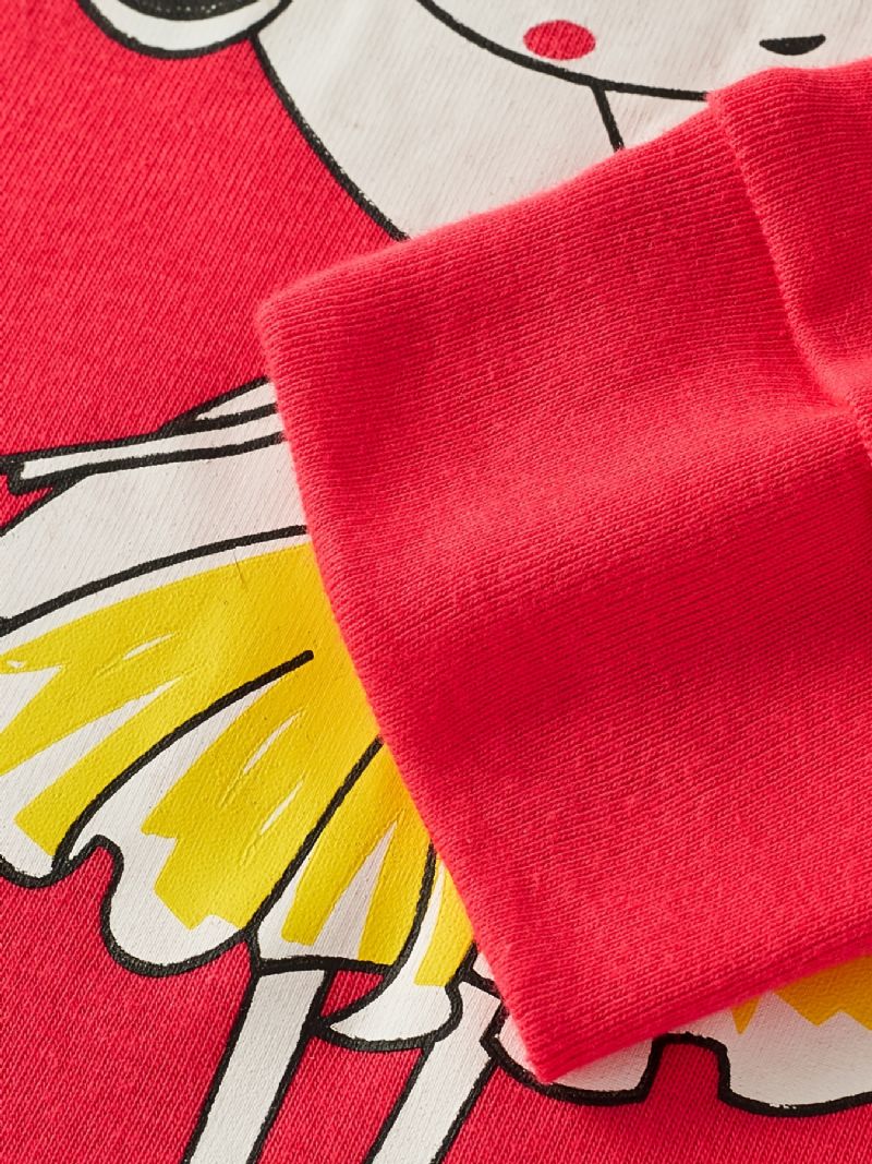 2 Stk Søde Piger Med Tegneserietryk Pyjamas Sæt Med Termotrøjer Toppe Og Bukser Til Vinter