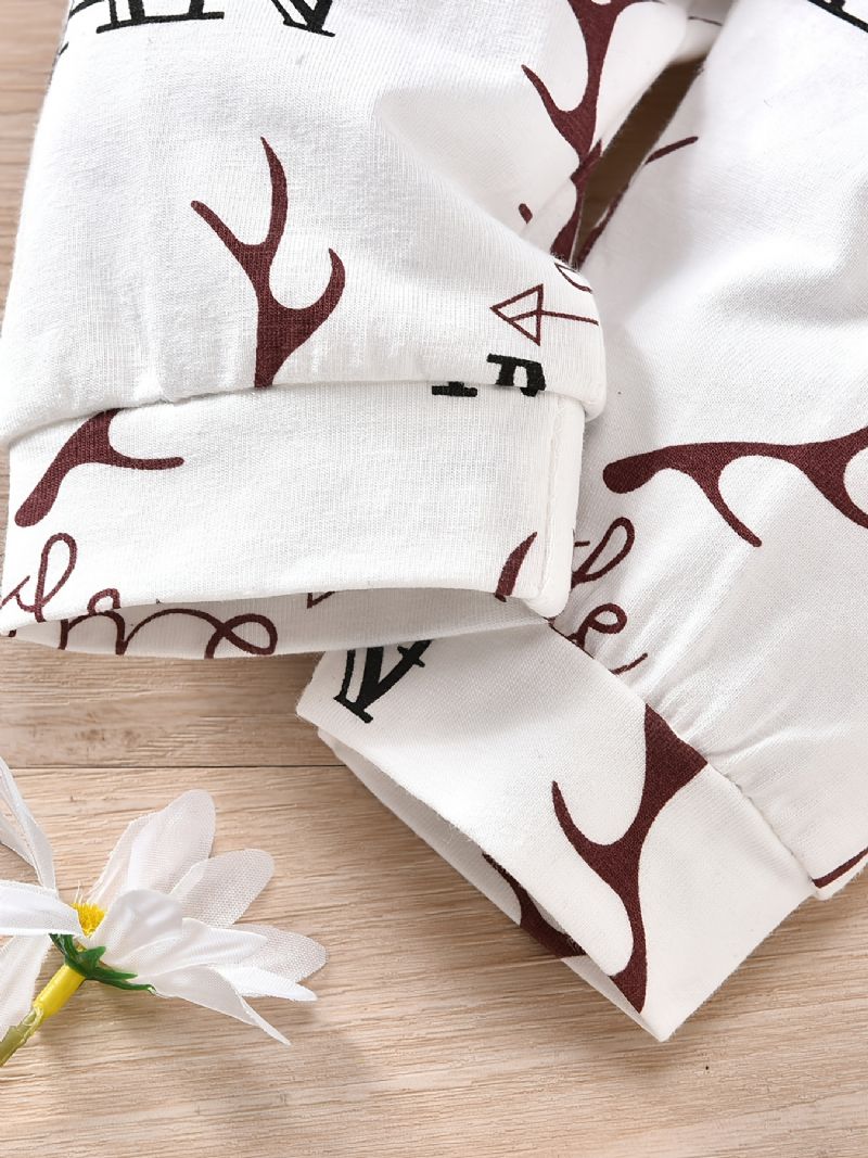 3 Stk Pige Letter Print Pyjamas Sæt Sød Afslappet Termisk Rund Hals Langærmet Bukser Og Til Vinter