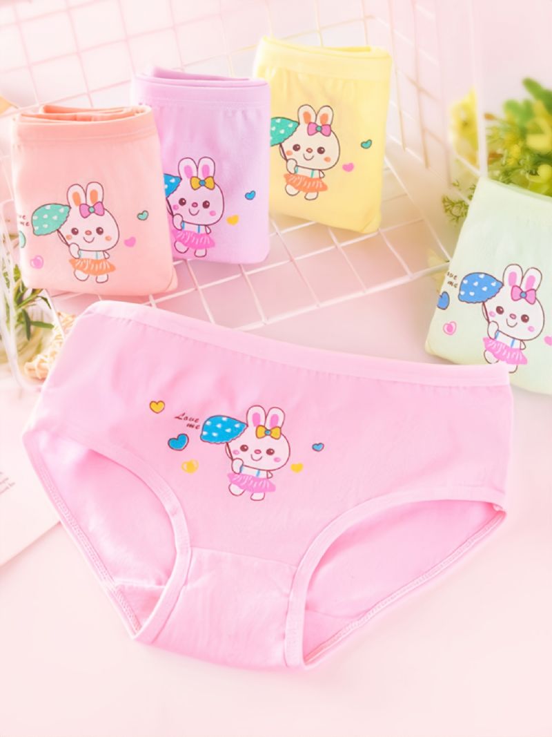 5 Stk Piger Cute Print Briefs Undertøj
