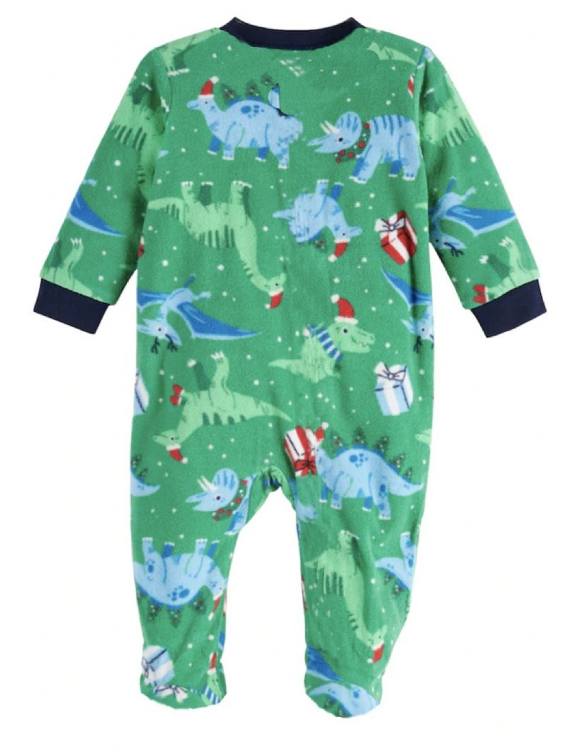Baby Piger Rund Hals Sød Tegneserie Dinosaur Pyjamas Sæt Julesæt
