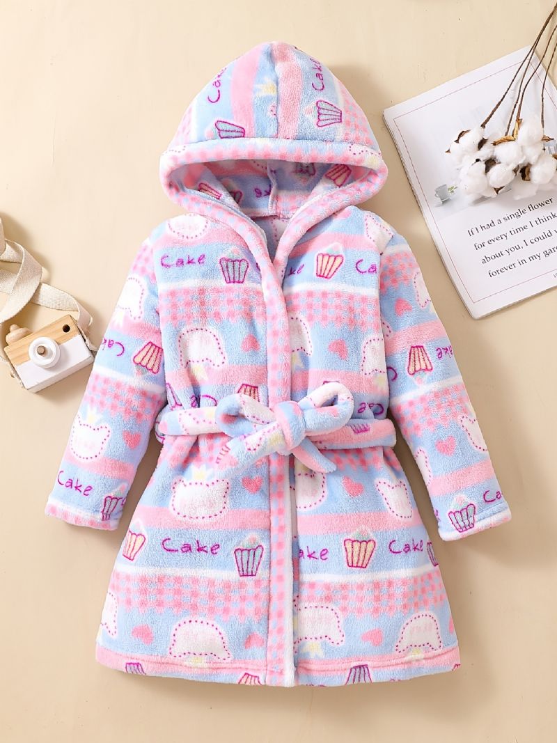 Babypiger Flannel Robe Varm Hooded Bælte Loungewear Til Vinter Ny