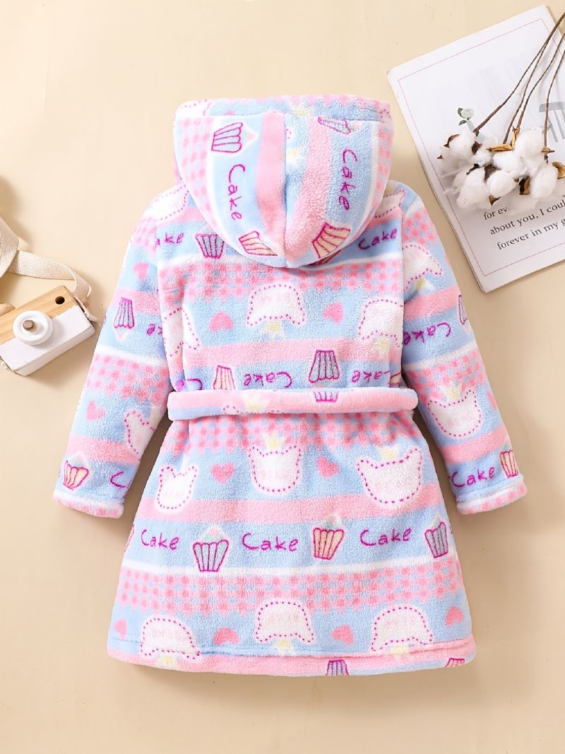 Babypiger Flannel Robe Varm Hooded Bælte Loungewear Til Vinter Ny