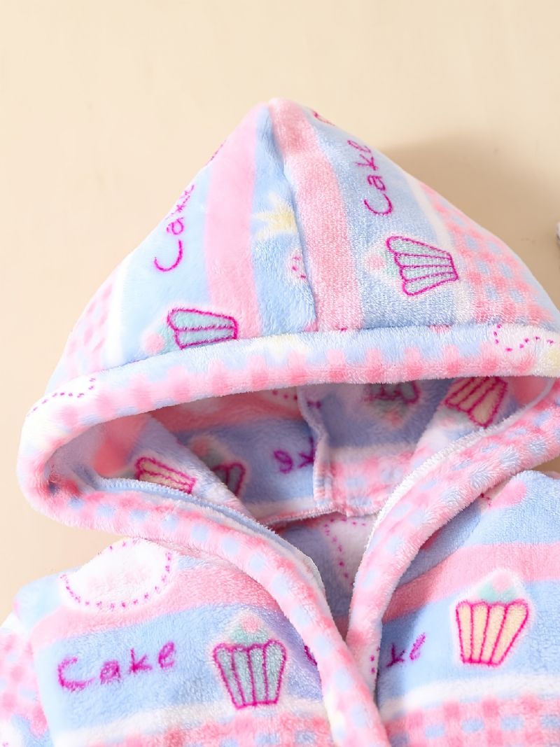 Babypiger Flannel Robe Varm Hooded Bælte Loungewear Til Vinter Ny