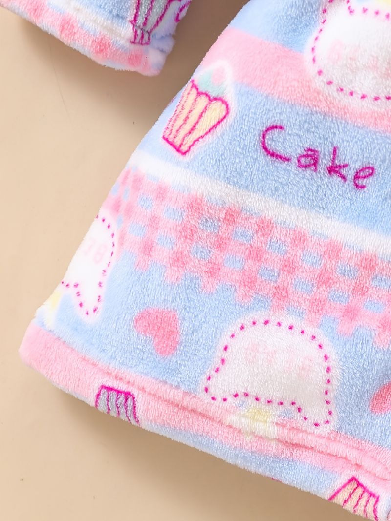 Babypiger Flannel Robe Varm Hooded Bælte Loungewear Til Vinter Ny