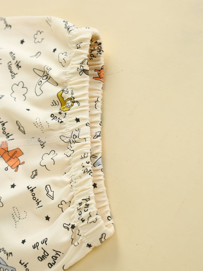 Babypiger Pyjamas Familieoutfit Tegneserieprint Med Rund Hals Og Langærmet Top Og Buksesæt Børnetøj