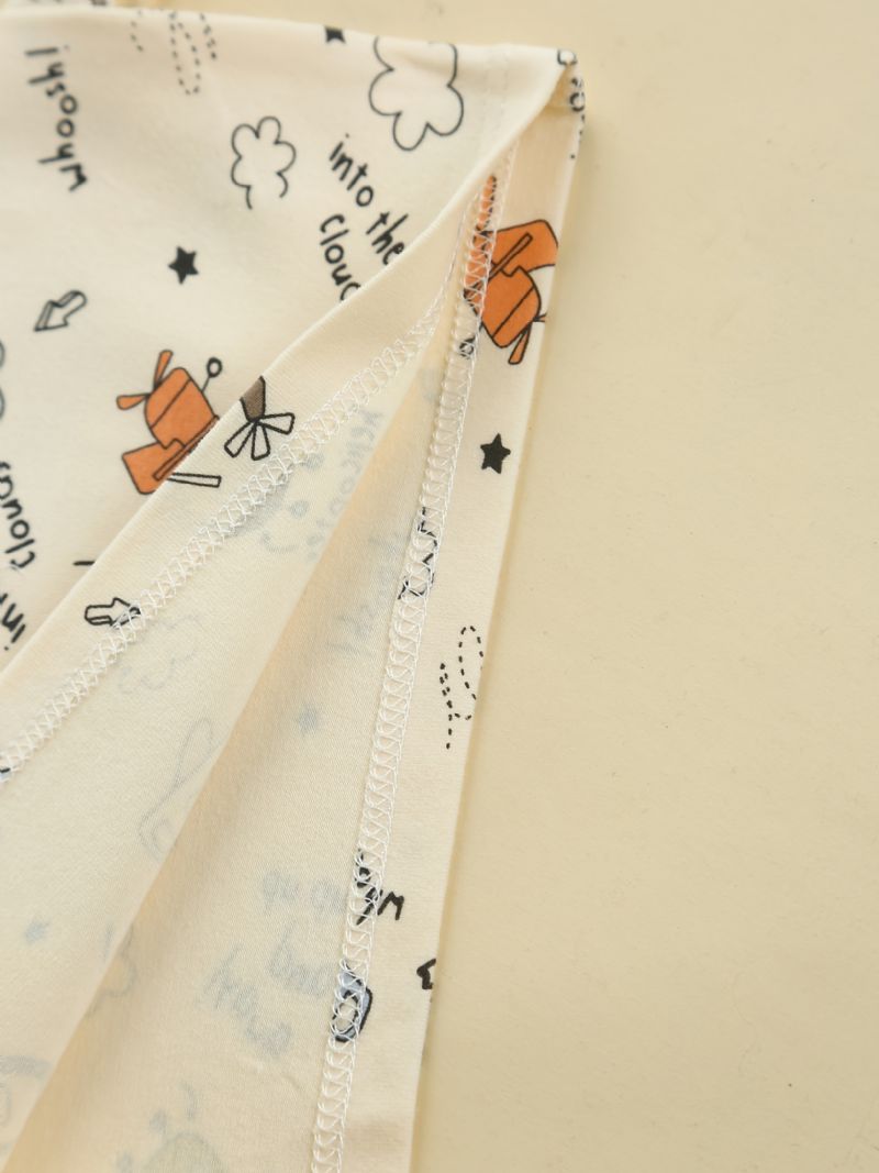 Babypiger Pyjamas Familieoutfit Tegneserieprint Med Rund Hals Og Langærmet Top Og Buksesæt Børnetøj