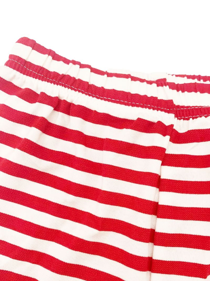 Børn Piger Pyjamas Brev Print Rund Hals Langærmet Top & Stribede Bukser Sæt