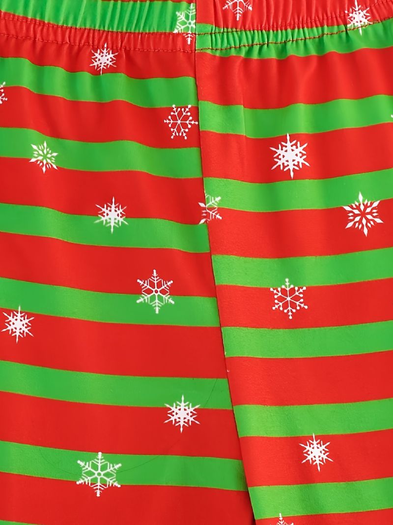 Børn Piger Pyjamas Juletræsprint Unicorn Rundhalset Langærmet Top & Stribe Buksesæt
