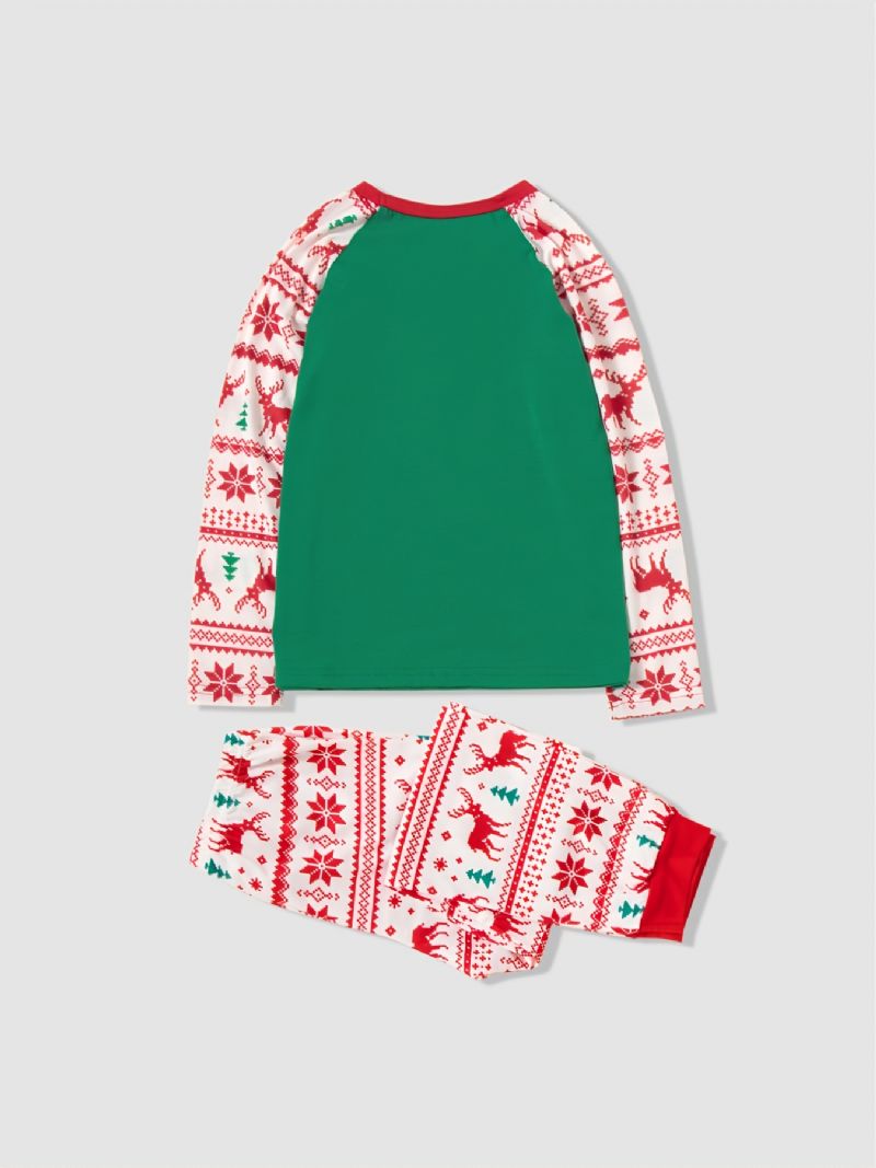 Jul Forælder-barn Bogstaver Blomsterprint Casual Crew Neck Langærmede Pyjamas Sæt