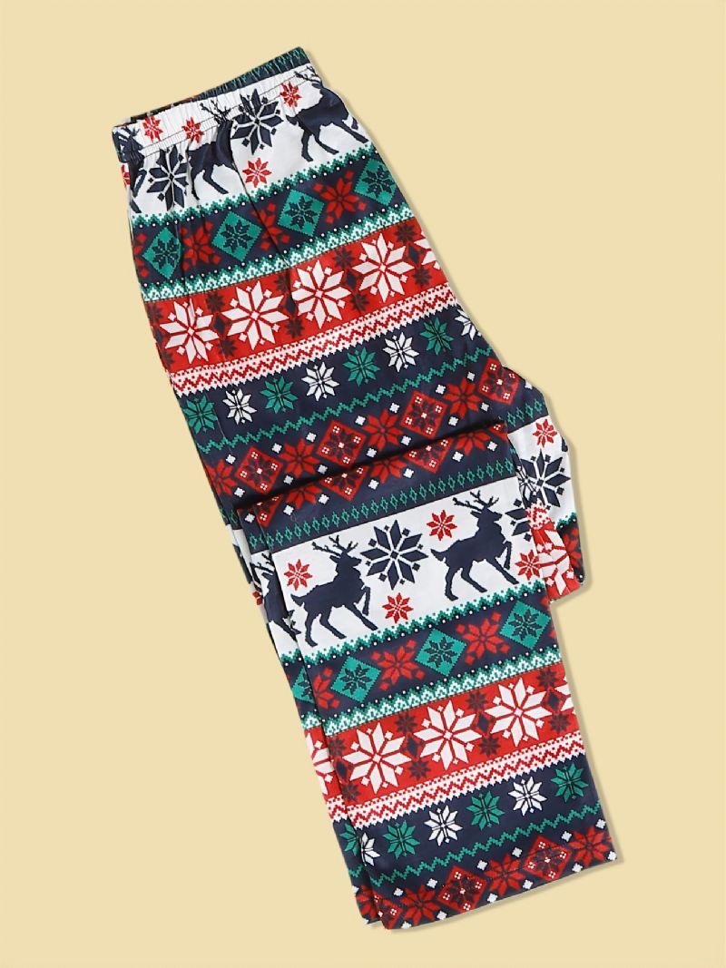Jul Forælder-barn Julemand Elg Print Retro Pyjamas Sæt