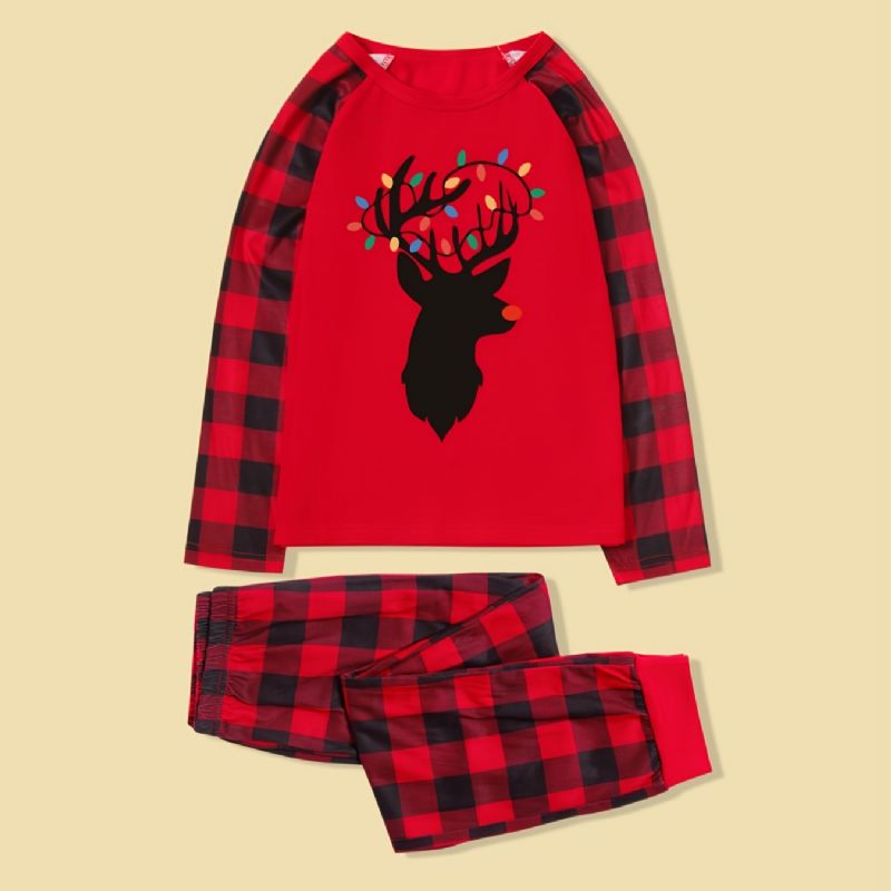 Jul Forældre-barn Afslappet Santa Elk Print Pyjamas Sæt
