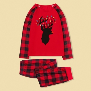 Jul Forældre-barn Afslappet Santa Elk Print Pyjamas Sæt