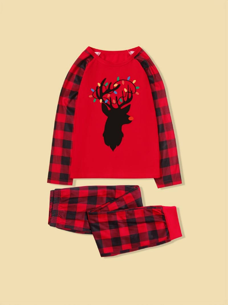 Jul Forældre-barn Afslappet Santa Elk Print Pyjamas Sæt