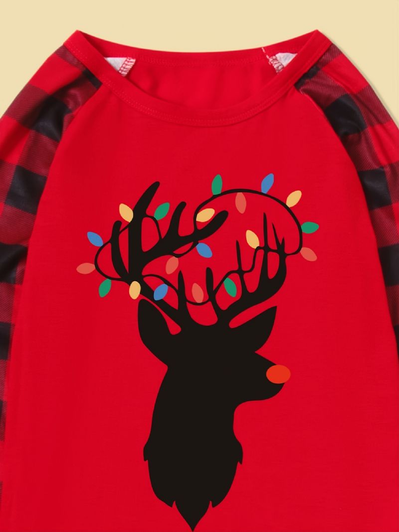 Jul Forældre-barn Afslappet Santa Elk Print Pyjamas Sæt
