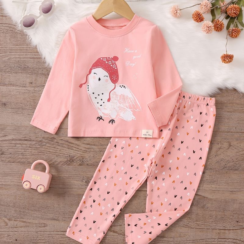 Langærmet Top Til Børn Med Rund Hals Og Bukser Lounge Wear Hjemmetøj Pyjamassæt Børnetøj