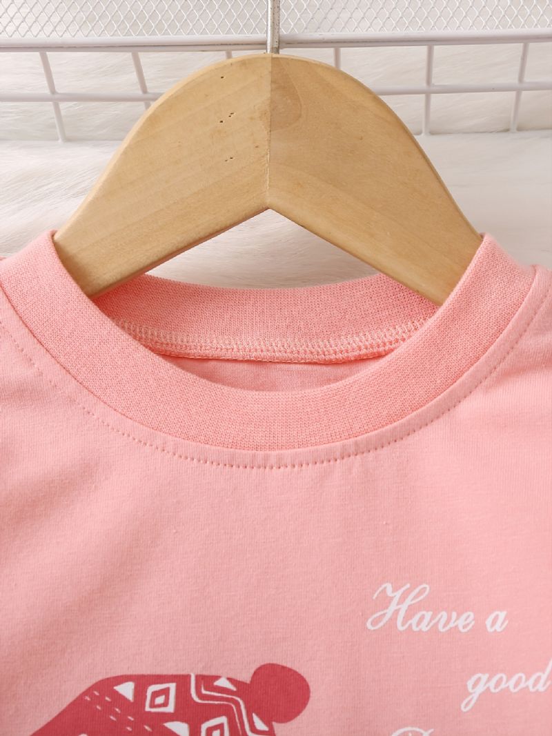Langærmet Top Til Børn Med Rund Hals Og Bukser Lounge Wear Hjemmetøj Pyjamassæt Børnetøj