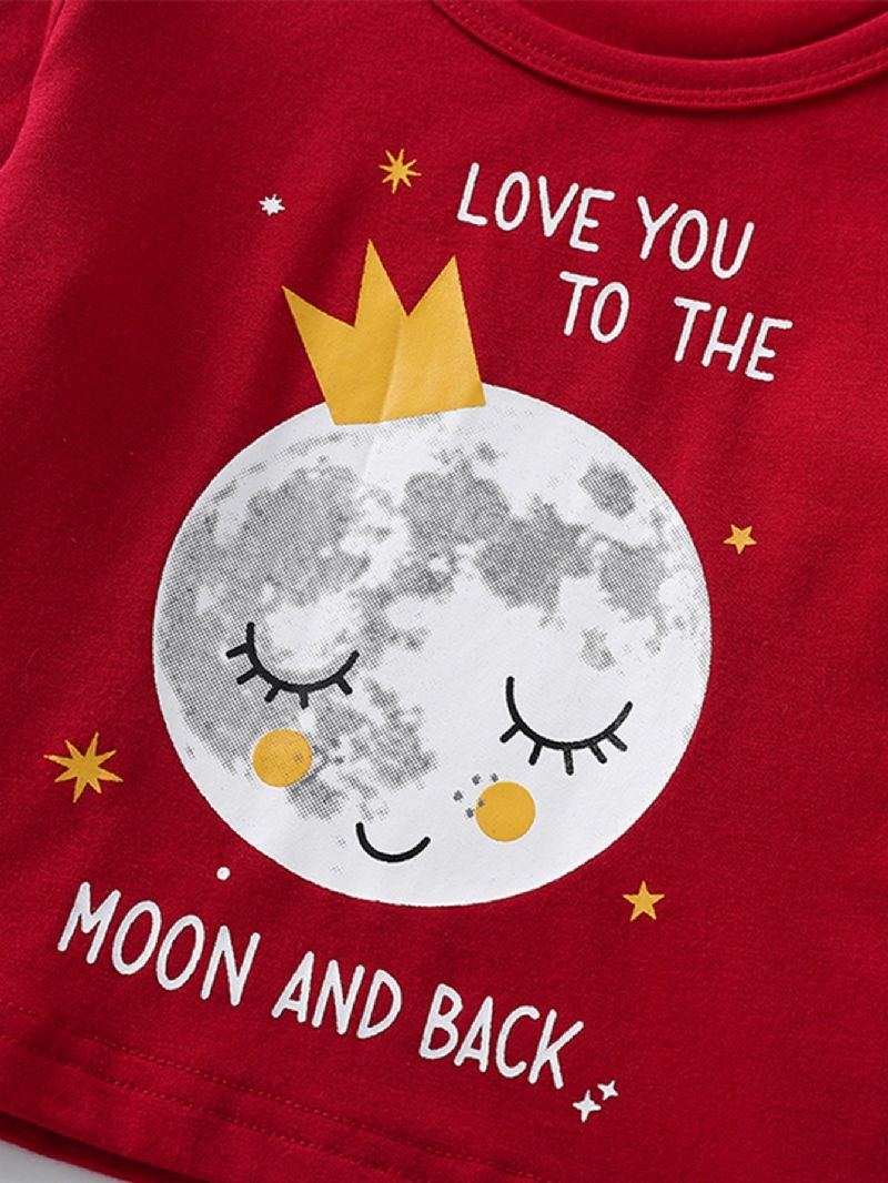 Piger Blomsterprint Planet Print Langærmede Bukser Pyjamas Sæt