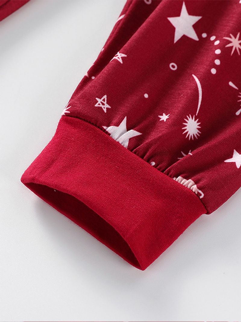 Piger Blomsterprint Planet Print Langærmede Bukser Pyjamas Sæt