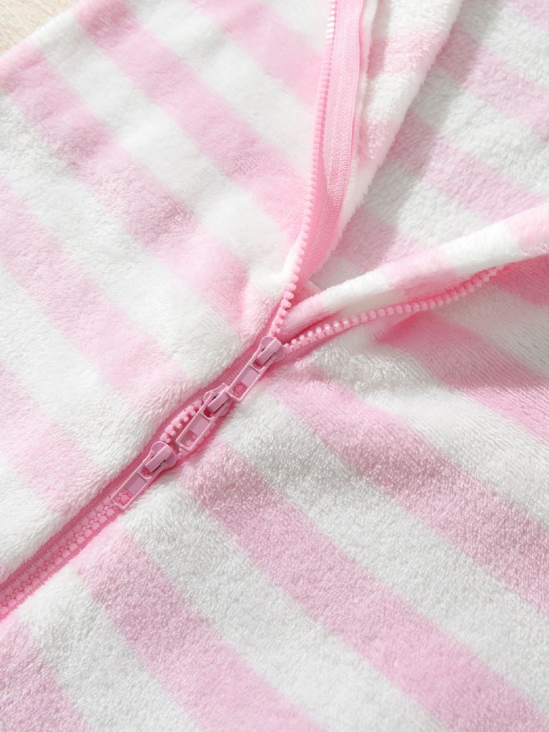 Piger Børn Sød Stribet Flanell Sød Tæppe Sleepers Pyjamas