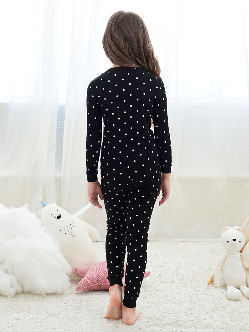 Piger Brev Print Rundhals Langærmede Bukser Pyjamas Sæt