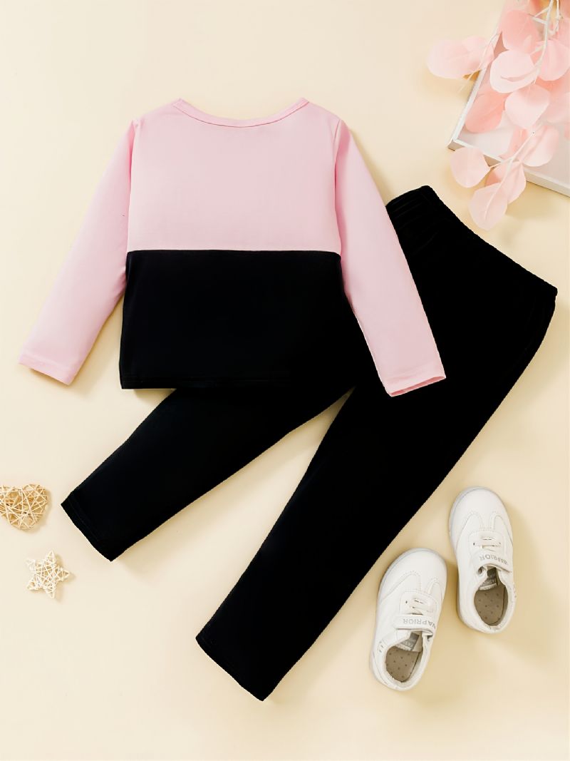 Piger Crewneck Sleep Colorblock Langærmet Pyjamassæt