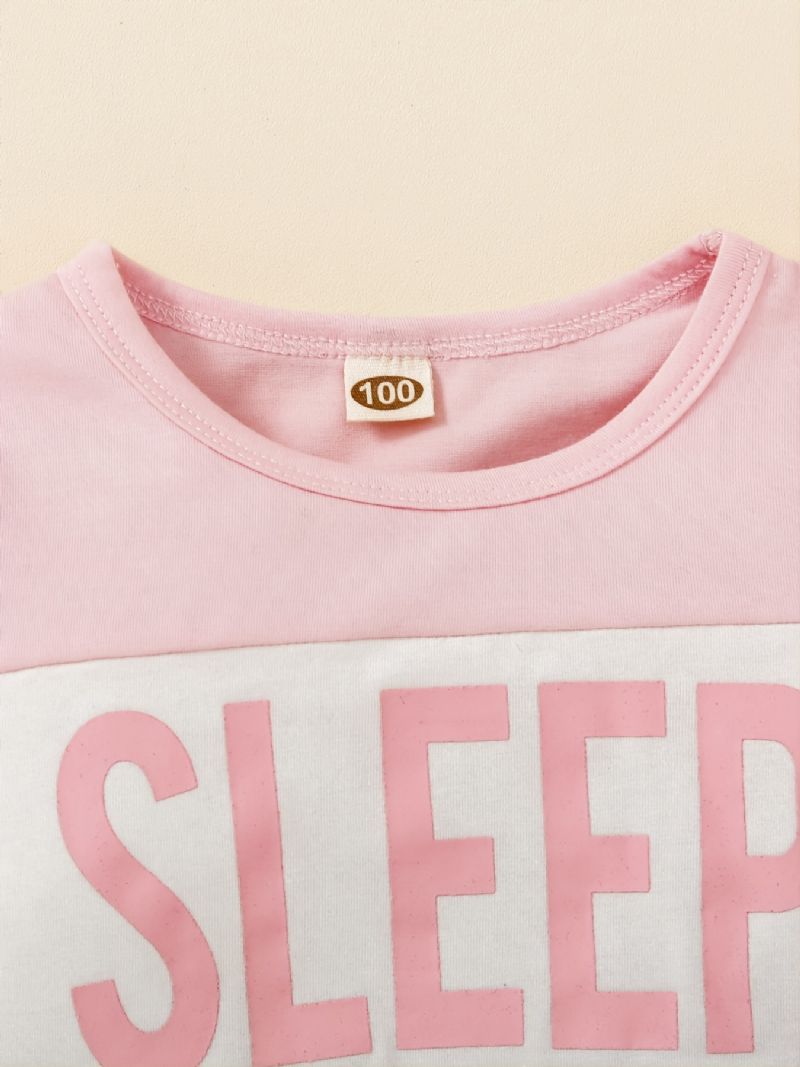 Piger Crewneck Sleep Colorblock Langærmet Pyjamassæt